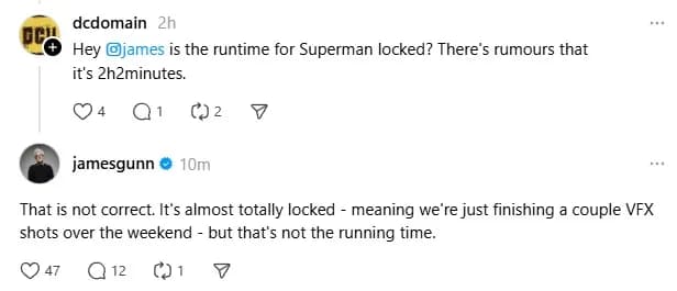 詹姆斯·古恩亲自辟谣超人电影时长传闻,DCU新纪元即将开启